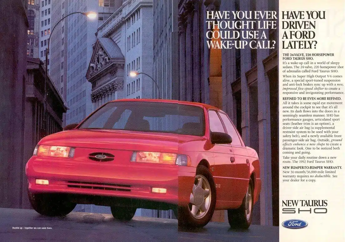 1992 Ford Taurus SHO Print Ad — StangBangers