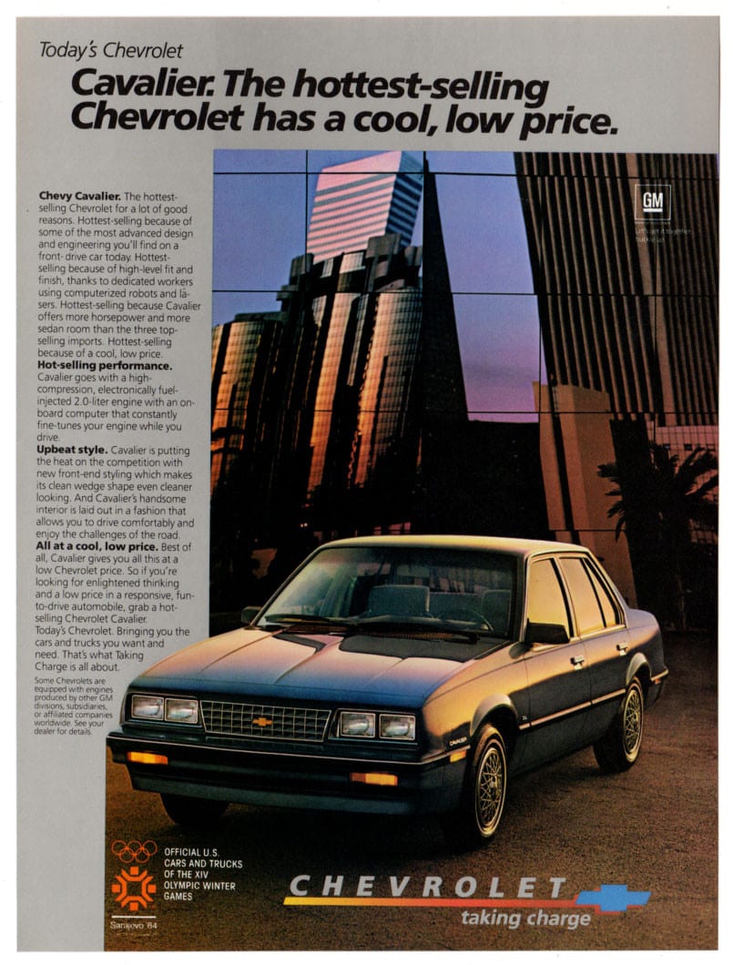 1984 CHEVROLET Cavalier Sedan Vintage Original Print AD Black 4-door car photo