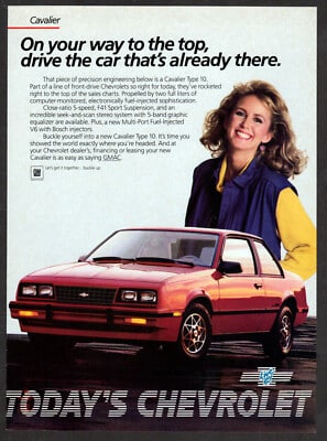 1985 CHEVROLET Cavalier Type 10 Vintage Original Print AD Red 2-door car Woman | eBay