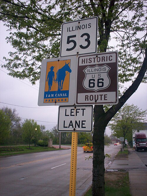 File:Historic Route 66 & Route 53 in Joliet IL south of Theodore Street.jpg