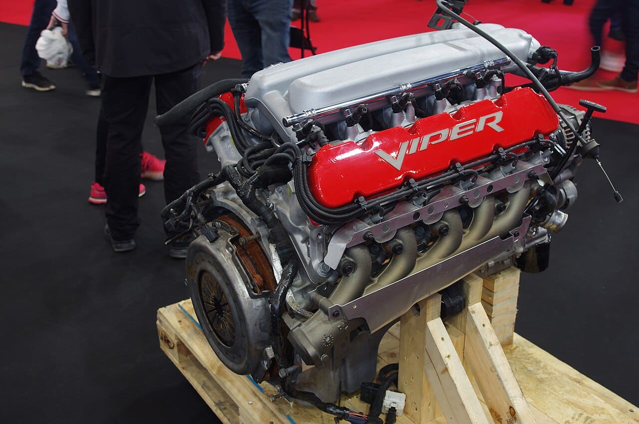 Dodge Viper V10 engine in an open engine bay