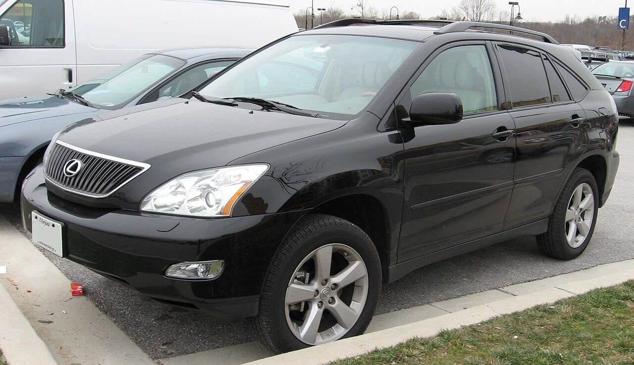 Black 2007 Lexus RX 350 luxury crossover parked beside a curb