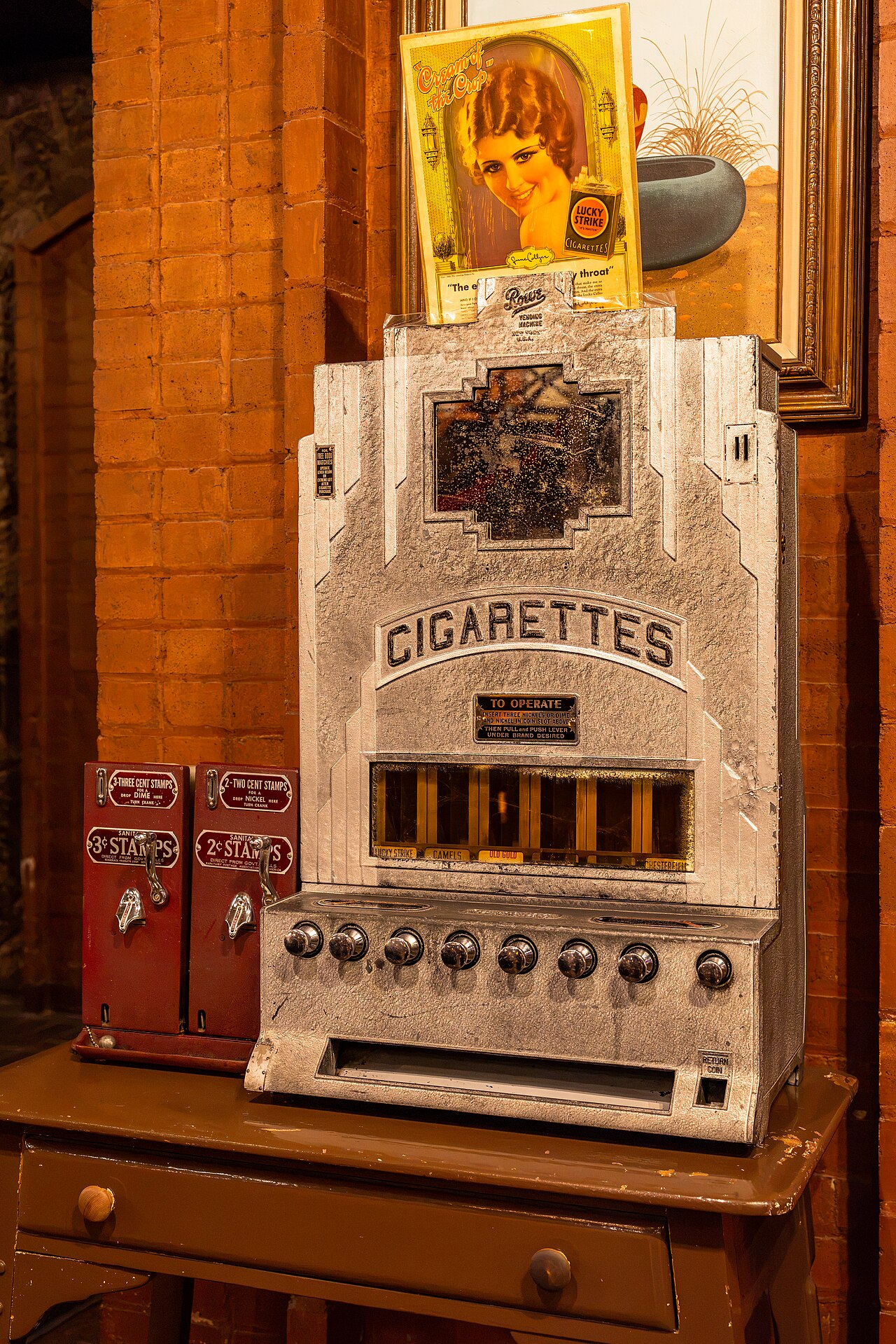 Vintage cigarette vending machine at the El Rancho Hotel in Gallup, New Mexico