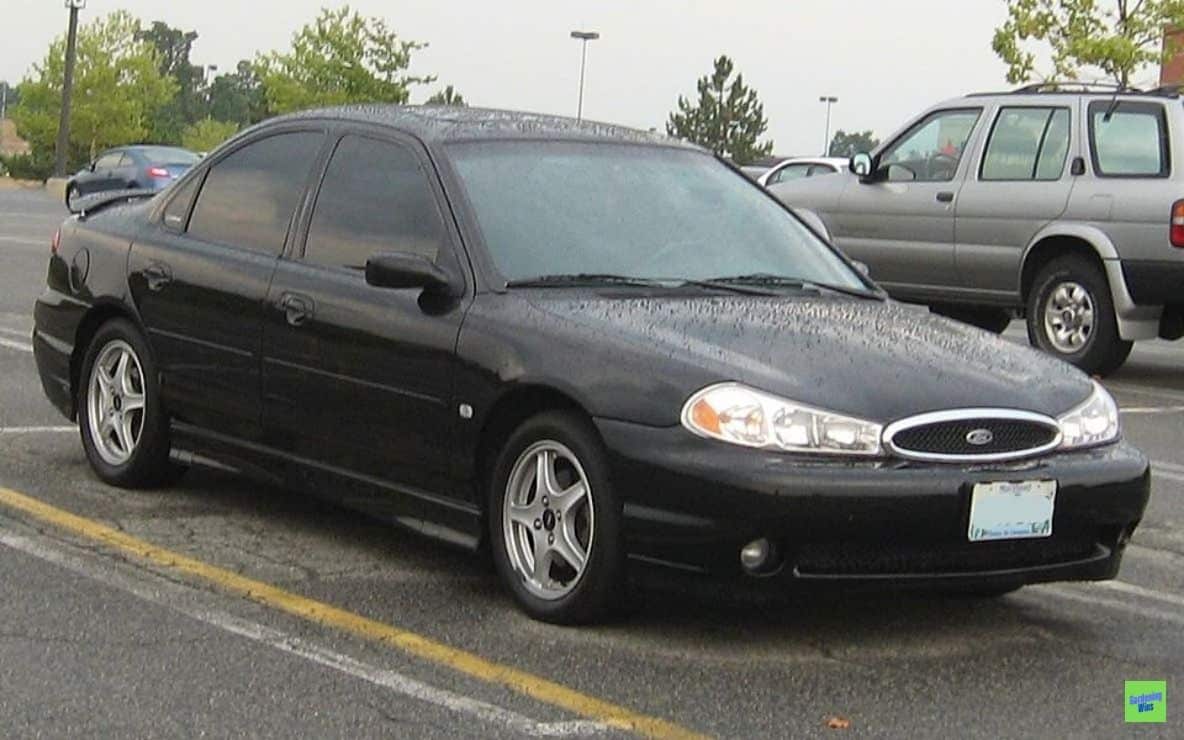 Black Ford Contour SVT viewed from the front