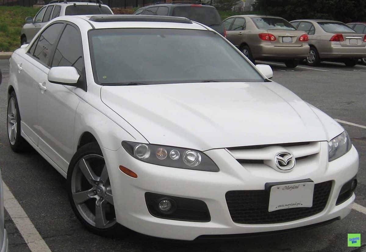 White Mazdaspeed6 viewed from the front