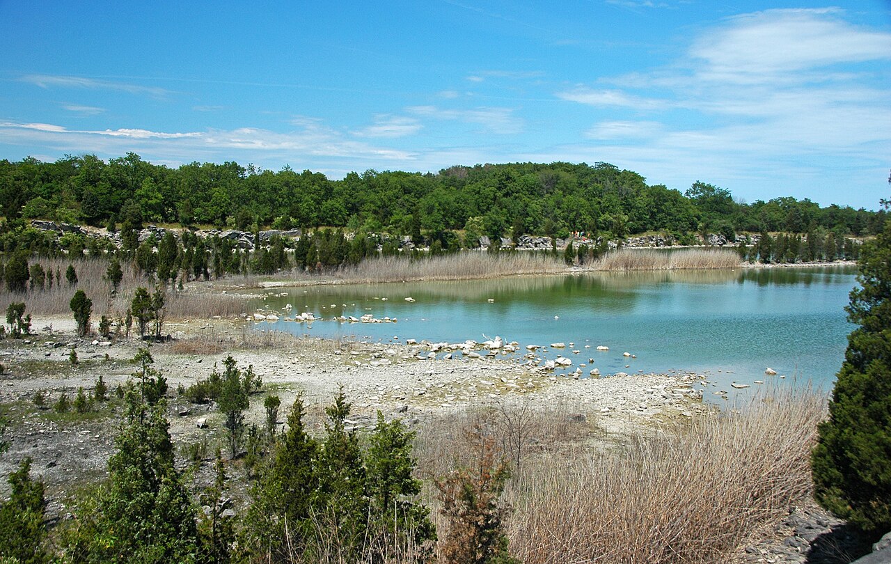 Water-filled abandoned limestone quarry on Kelleys Island, Ohio