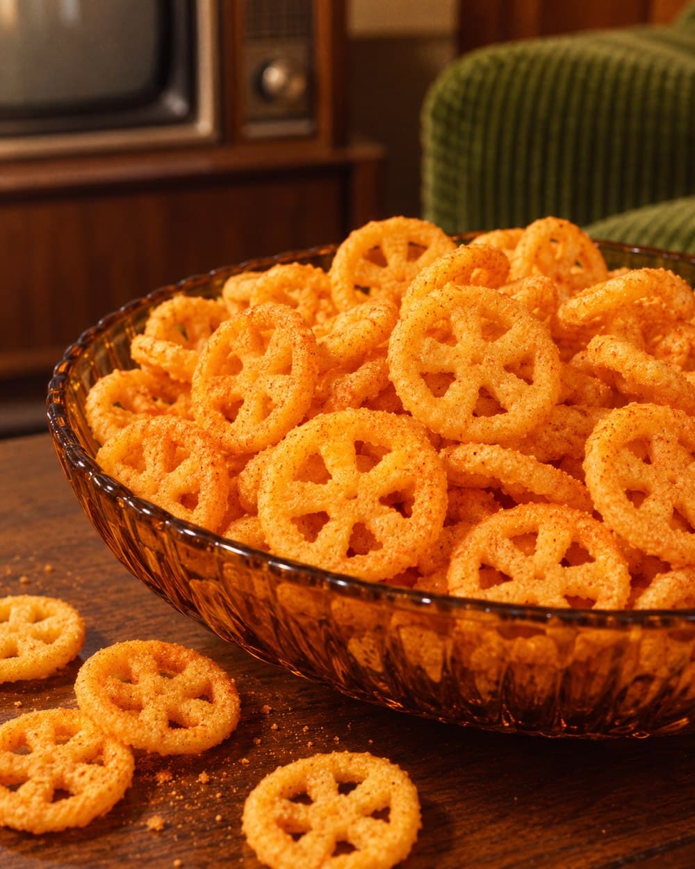 General Mills Pizza Spins box and bowl of spoked wheel snacks