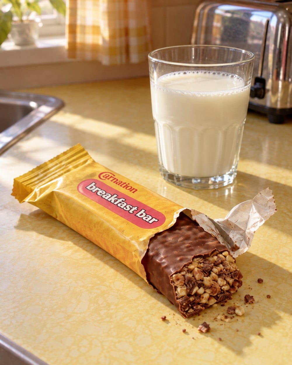 Carnation Breakfast Bar in its opened wrapper
