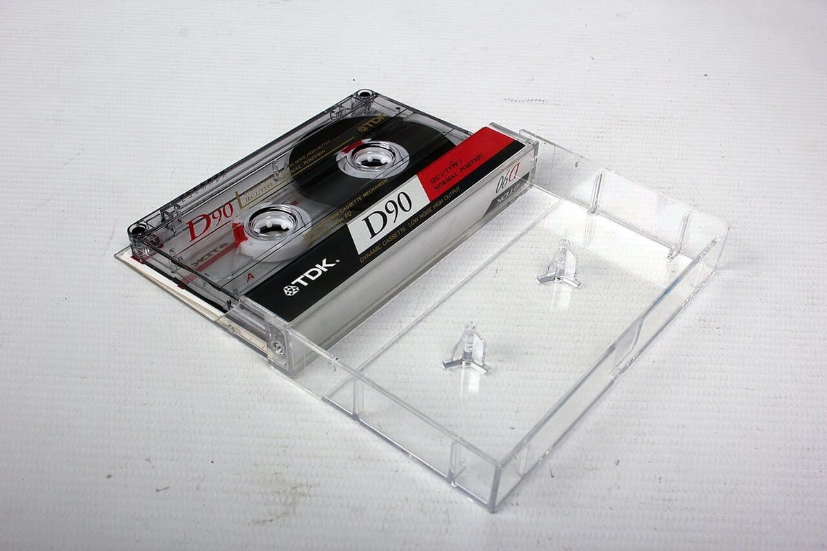 TDK D90 cassette in an open plastic case