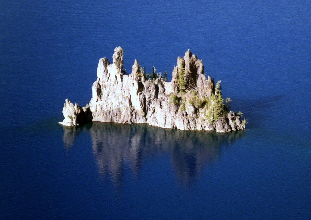 Rocky Phantom Ship island in Crater Lake