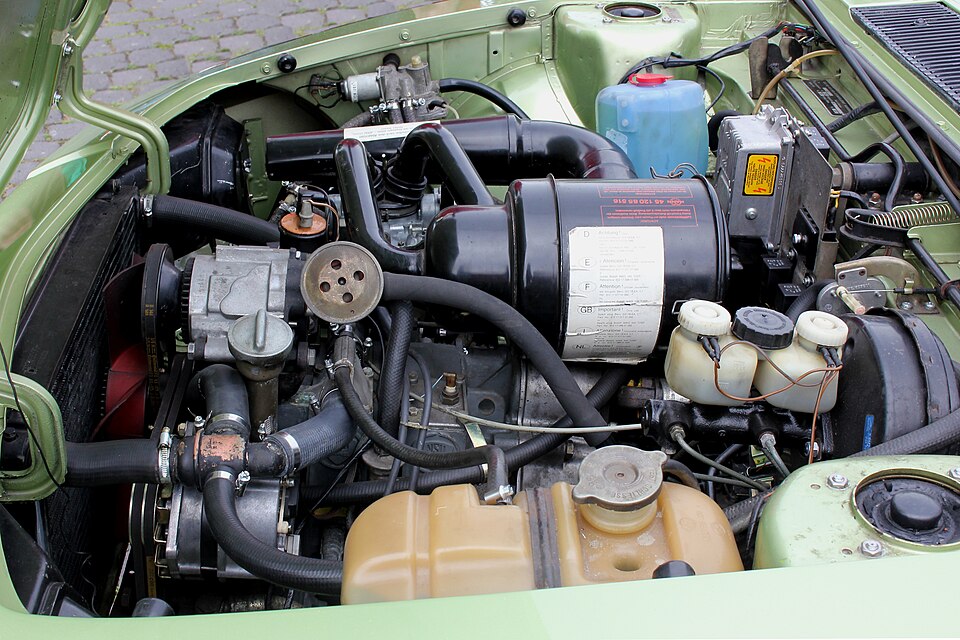 Engine bay of a 1976 NSU Ro 80