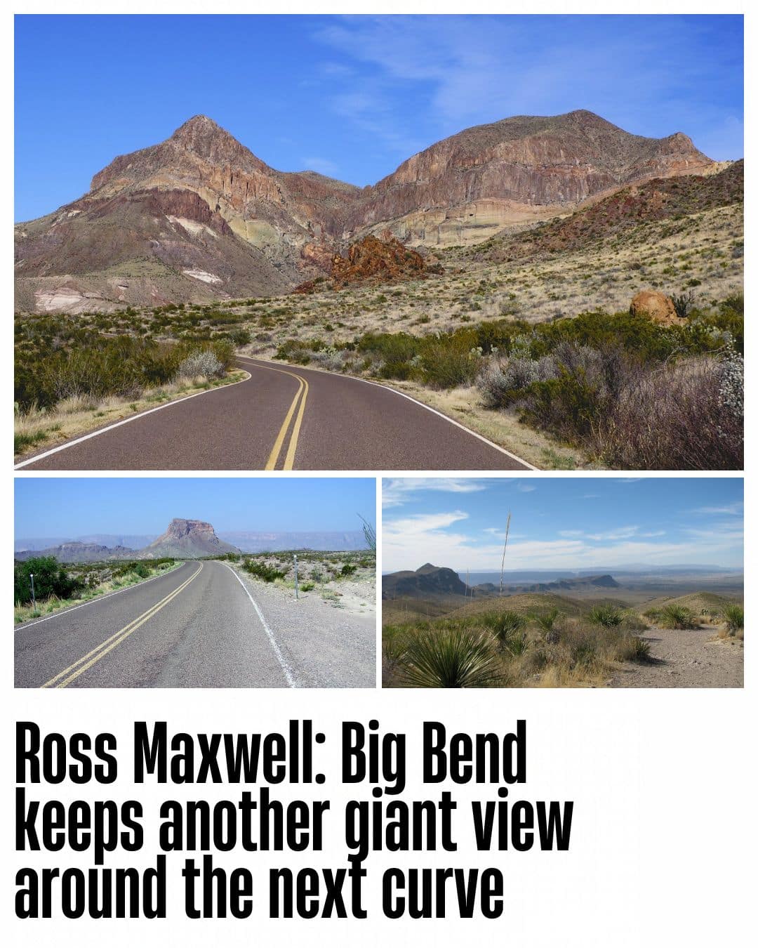 Ross Maxwell Scenic Drive, Cerro Castellan, and the broad view from Sotol Vista.