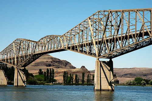 The old Vantage steel span in its second home at Lyons Ferry on the Snake River.